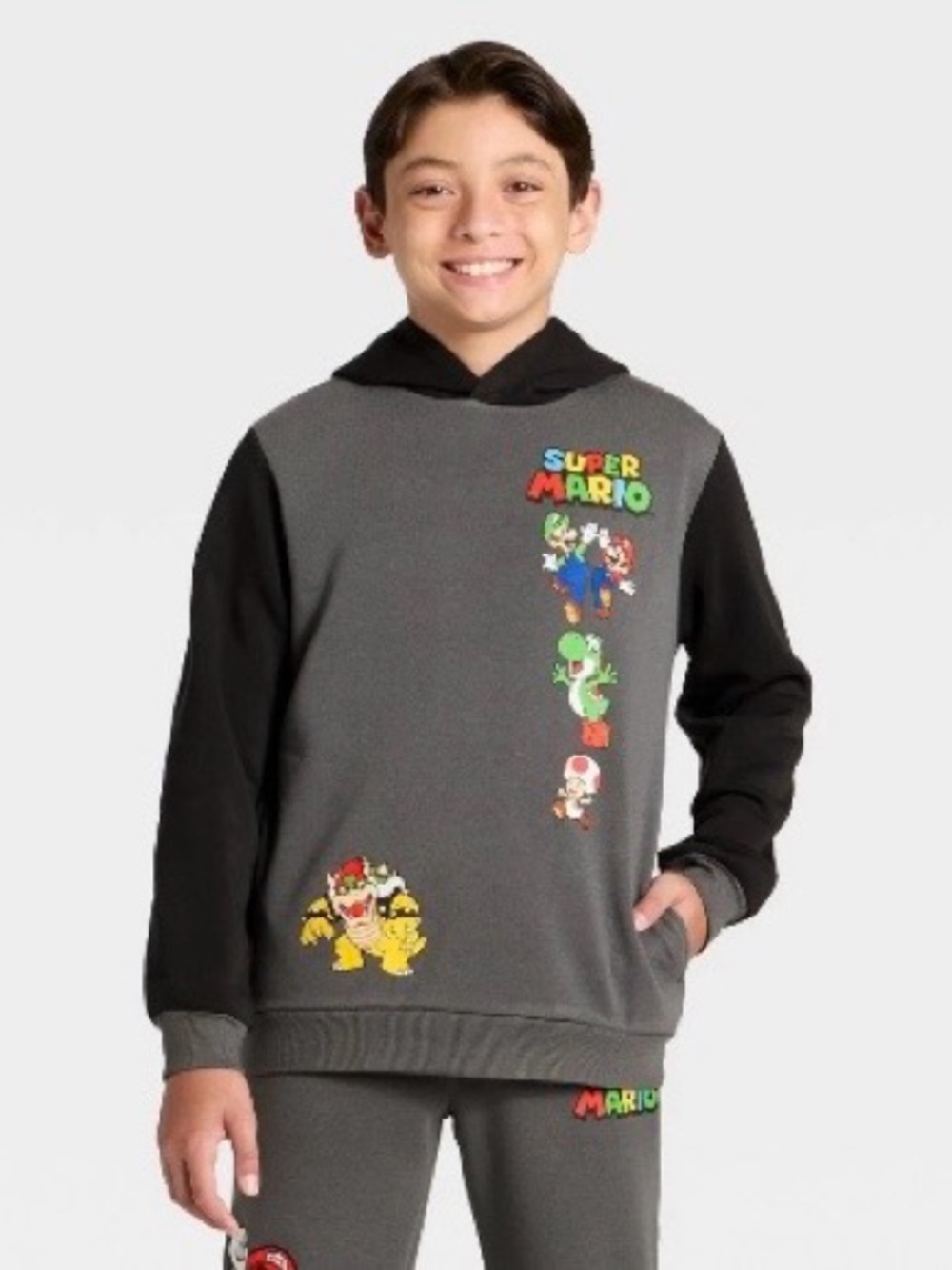 Youth Super Mario and Luigi Graphic Fleece Hoodie, Size XL, NWT!